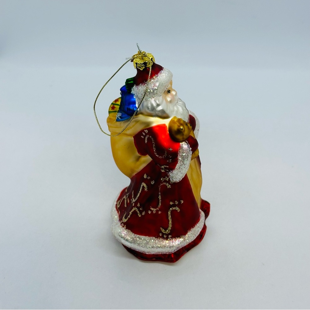 Vintage 2002 PartyLite Father Christmas Santa Claus Glass Ornament 6" Tall Bear - Picture 5 of 11